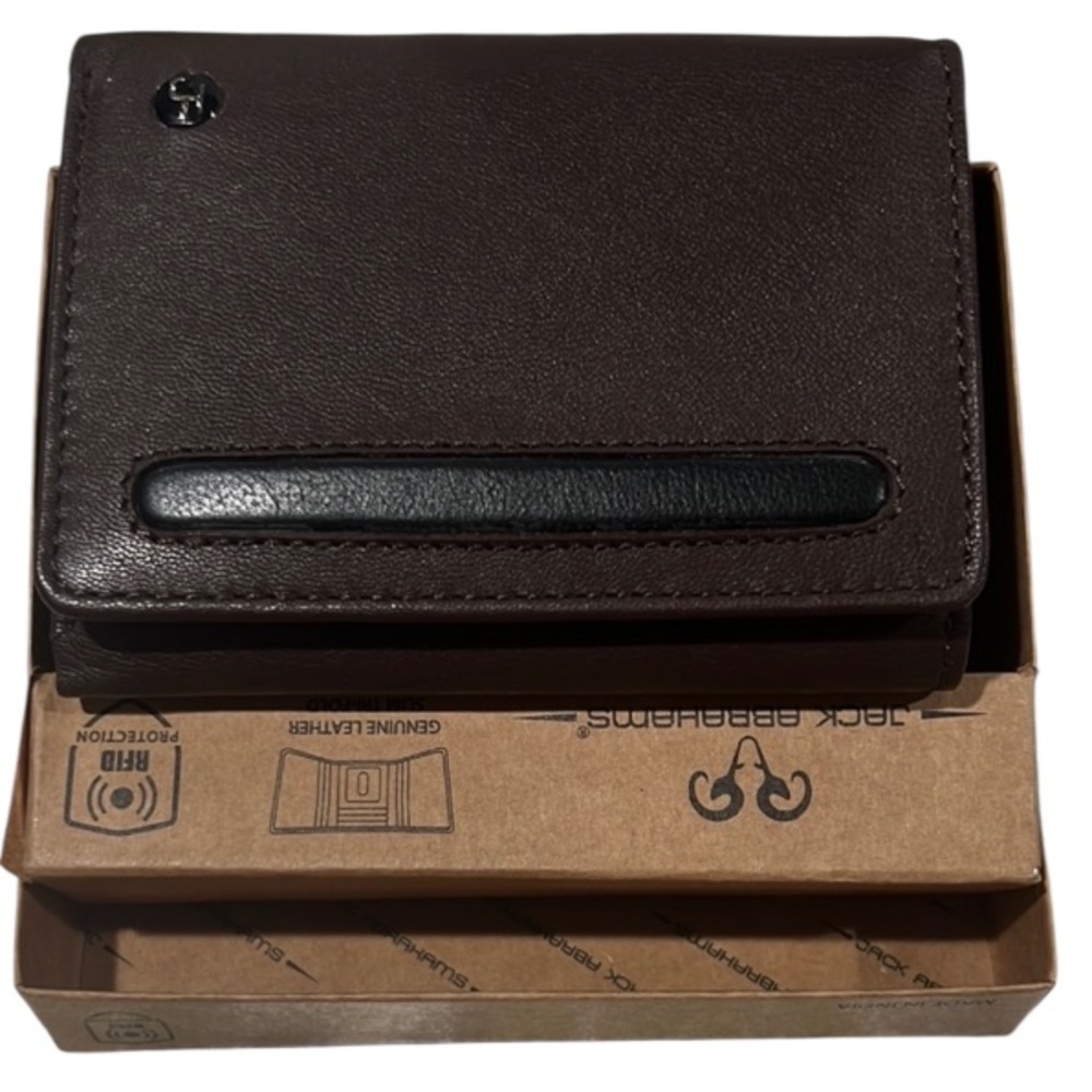 361.‎ Jack Abrahams Genuine Brown Leather Wallet with Black Accent